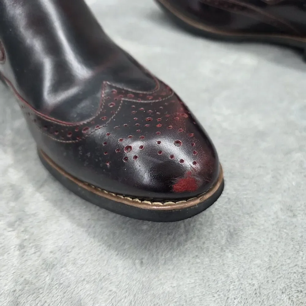 Sandro Moscoloni Men's Leather Wingtip Loafers Burgandy Size 10D Shoes